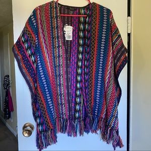 NWT FOREVER 21 Mexican Aztec fringed poncho cardigan